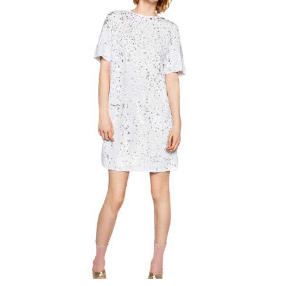 Zara Sequin white dress S mini